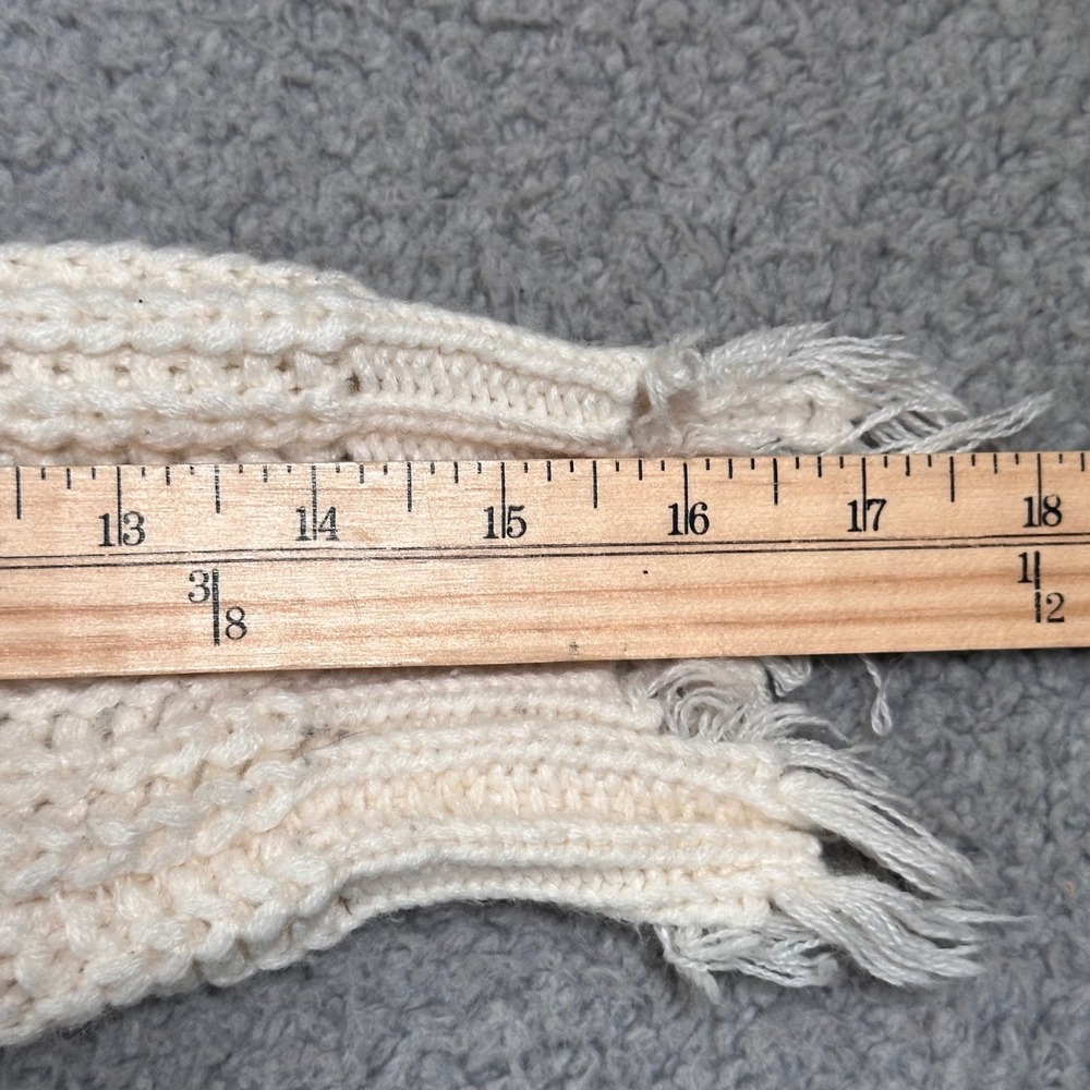 Cropped Sweater Cream Knit Oversized Frayed Women's‎ M/L Grunge Thrashed Event - Picture 6 of 16
